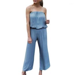 Women's Jumpsuits & Rompers Sexy Sleeveless Backless Strapless Women Female Casual Overalls Blue Black Elegant Womens