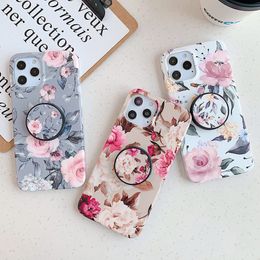 Retro Flower Cases For Samsung S20 FE S21 S10 S8 S9 Plus A72 A52 A51 A71 Note 20 Folded Flexible Holder Soft Phone Cover