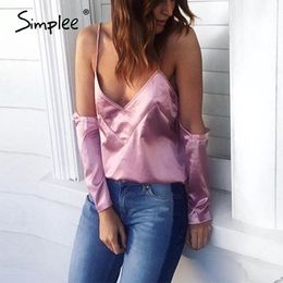 Cut out sleeve satin camisole tank Sexy v neck women tops Spring summer streetwear backless camis party club top 210414