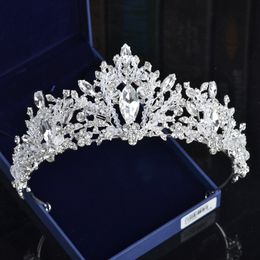 Gorgeous Princess Big Wedding Crowns Bridal Jewel Headpieces Tiaras For Women Silver Metal Crystal Rhinestone Hair Headbands