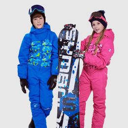 Skiing Jackets Children's One-piece Ski Suit Outdoor Waterproof Thick Raincoat