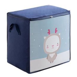 Storage Bags Bag Foldable Non Woven Fabric Cartoon Bear Print Large Capacity Clothes Zippered Organizer