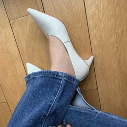 ALLBITEFO heel height 5.5cm pointed toe soft genuine leather high heels fashion sexy kitten heels women heels shoes basic shoes 210611