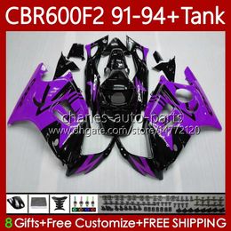 OEM Fairings For HONDA CBR 600 CBR600 F2 FS CC 600FS 600F2 1991-1994 63No.296 Bodys CBR600FS 600-F2 1991 1992 1993 1994 CBR600F2 600CC Purple black 91 92 93 94 Bodywork