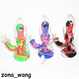 oil concentrate water pipes UK - hookahs eye monster silicon Dab Oil Rig bubbler Smoking Pipes flexible concentrate glass bong silicone water pipe