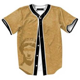Baseball Jersey Men Stripe Short Sleeve Street Shirts Black White Sport Shirt AF704
