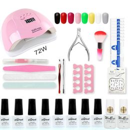 gel polish nail art kit Canada - Nail Art Kits Professional Tools Kit 72W LED UV Lamp Set Gel Polish Color Gels Polishes Manicure