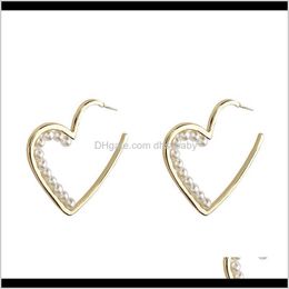 & Chandelier Delivery 2021 Big Simulated Pearl Shape Earrings For Women Love Heart Geometric Gold Colour Drop Dangle Earring Korea Jewellery T1J