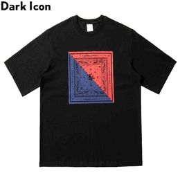 Geometric Bandana T-shirt Men Women Summer Short Sleeved Men's Tshirts Cotton Tee 210603