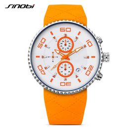 Sinobi Casual Watch Men's Sport Waterproof Candy Silicone Band Calendar Date Function Gear Design Chronograph Watches Drop Ship Q0524
