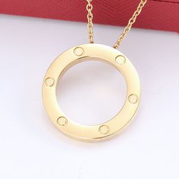 couple screw Necklaces women stainless steel couple round circle Pendant jewelry on the neck fashion Christmas Valentine Day Gifts wholesale