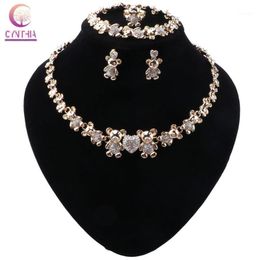 Earrings & Necklace CYNTHIA Women Dubai Jewelry Sets Luxury Bridal Nigerian Wedding African Beads Crystal Bracelet Set Costume