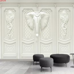 Custom Wallpaper 3D Embossed Elephant Photo Papel De Parede Living Room Entrance TV Background Home Decor Papier Peint Mural 3Dgood quatity