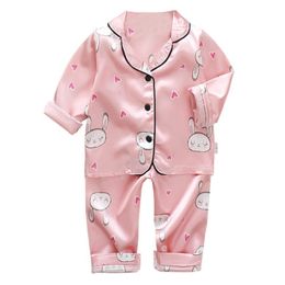 Children's Pyjamas Set Baby Boy Girl Clothes Casual Long Sleeve Sleepwear Kids Tops+Pants Toddler Clothing s 211109