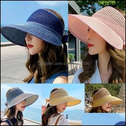 Caps Hats, Scarves & Gloves Fashion Aessoriesgirls Foldable Floppy St Hat With Wide Brim Beach Summer Sweet Bowknot Sun For Face Sunscreen A