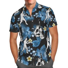 oversized flowers UK - Men's Casual Shirts 3D Printed Flower Shirt Hawaii Men Summer Fashion Short Sleeve 2021 Oversize Chemise Homme