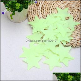 Decor Home Garden3Cm Star Wall Stickers Stereo Plastic Fluorescent Paster Glowing In The Dark Decals For Baby Room Fast Drop Delivery 2021