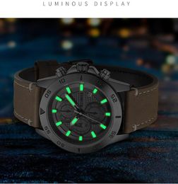 RUIMAS Multifunctional Chronograph Sports Men's Watch 46mm Luminous Calendar Quartz Watches