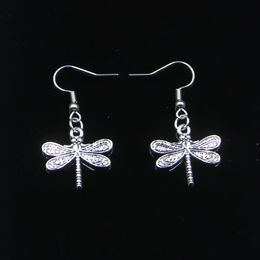 New Fashion Handmade 21*19mm Dragonfly Earrings Stainless Steel Ear Hook Retro Small Object Jewelry Simple Design For Women Girl Gifts