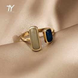 French Retro Romantic Color Matching Drop Glaze Gold Open Rings For Woman 2021 Korean Fashion Jewelry Party Girls' Luxury Ring