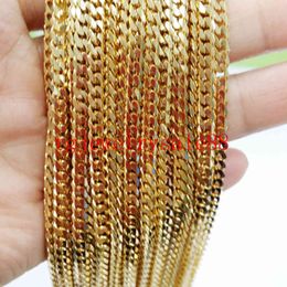5/10/20pcs/lot Top Selling 4mm Gold Colour Cuban Curb 316L StainlSteel Link Chain Necklaces Wholesale Jewellery 16-40inch X0509