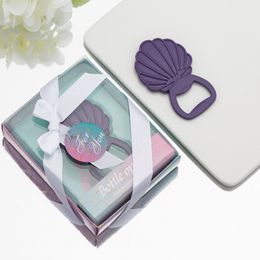 Purple Scallops Bottle Opener For Party Wedding favors gift Sea shell Beer cap Openers with Retail box