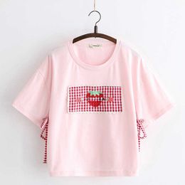 pretty summer tops Canada - MERRY PRETTY Women Cartoon Embroidery Cotton T Shirts Short Sleeve O-Neck Casual Basic T Shirt For Femme Summer Tops Tees 210621