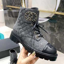 Designer Boots luxury Desert Boot Flamingos Leather Medal Coarse Non-Slip Winter Shoes Size EU 35-40