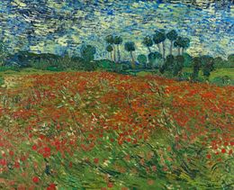 Poppy Field, 1890 by Vincent Van Gogh Oil Reproduction on Canvas Landscape Painting Wall Art for Living Room, Bathroom,Kids Room,Home Decor, Hand Made