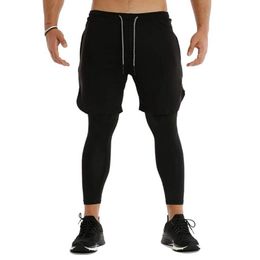 Men 2 In 1 Running Shorts Jogging Gym Fitness Basketball Quick Dry Workout Leggings With Pockets Men's Pants