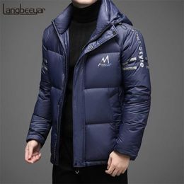 Top Grade Graphene Thick Warm Brand Casual Fashion Down Jacket Men Windbreaker Winter Hooded Parka Coats Clothes 211214