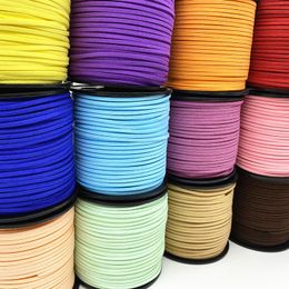 3mm flat leather cord Australia - 5yards 3mm Flat Faux Suede Braided Cord Korean Velvet Leather Handmade Thread String Rope For DIY Jewelry Making Supplies #SBT