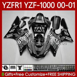 Karosserie-Kit für Yamaha YZF-1000 YZF-R1 YZF1000 YZFR1 00 01 02 03 Schwarz Grau Körper 83No.160 YZF R1 1000CC 2000-2003 YZF 1000 CC R 1 2000 2001 2002 2003 Motorradverkleidung