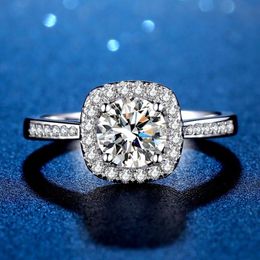 diamond wedding ring wholesale Australia - Wedding Rings Micro Setting Diamond Engagement For Women 1 Carat Simulated Moissanite 925 Sterling Silver Luxury Jewelry