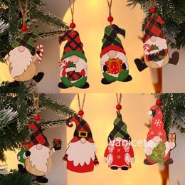 Christmas Party Decorations Paint Wooden Pendant Faceless Old Man Rudolph Xmas-Tree Pendants Xmas Indoor decoration T9I001465