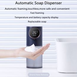 320mL Touchless Hand Sanitizer Machine 1500mAh Rechargeable Disinfection Automatic Soap Dispenser Temperature Battery Display Liquid Foaming Soaps Dispensers