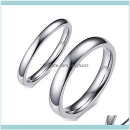 Cluster Jewelryclassic 316 Titanium Stainless Steel Wedding Bands Sier Colour Rings For Men Woman Comfort Fit Us Size 5-13 Unisex Bague Bijou