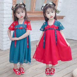 Chinese Cheongsam Princess Dress For Girls Coton Traditional Clothes Short Sleeve Chinese Style Clothing For Girls 2 4 5 6 7 8 9 Q0716