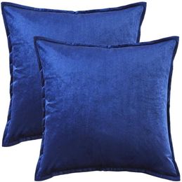 Modern Solid Blue Cushion Covers For Sofa Couch Bed Throw Pillow 45x45 Luxury Gold Velvet Square Pillowcases 50x50 Cushion/Decorative