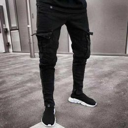 Long Pencil Pants Ripped Jeans Slim Spring Hole 2020 Men's Fashion Thin Skinny Jeans for Men Hiphop Trousers Clothes Clothing X0621