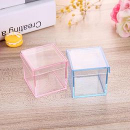 Transparent Cube Wedding Favour Candy Box Macaron Case Clear Gift Boxes Christmas Baby Shower Party Supplies