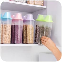 Storage Bottles & Jars 2 Lattices Plastic Food Whole Grains Sealed Transparent Kitchen Organisation Container Rectangle Crisper