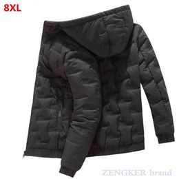 Winter new style young men's plus size fashion casual hooded coat lightweight down jacket black warm puffer jacket 8XL 7XL Y1103