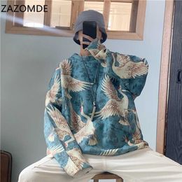ZAZOMDE Winter Men Warm Blue/black/white Coats Cashmere Printing Knitting Woolen Sweaters High-quality Loose Casual Pullover 211008