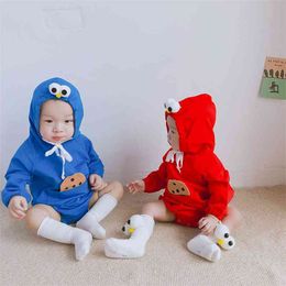 Autumn Baby Girl Bodysuits Style Cotton Long Sleeve Hoodies Fart-wrapped Crawling Suits Clothes 210515