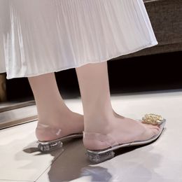 Slip on Gomma Femminile Sandalen Flats Fashion Crystal Scarpe da donna Summer Summer Pointed Toe PVC scarpe piatte per le donne scarpe da spiaggia romana DSHGRETW
