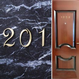 1x Brass House Number Door Plates Decorative Digital Door-Plate Creative Room For El Cafeteria Bar Home Decoration Other Hardware