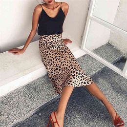 Leopard dot long skirt women high waist streetwear vintage midi autumn winter elegant office lady maxi 210427