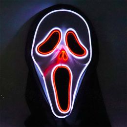 LED Luminous Screaming Ghost EL Wired Glowing Skull Mask for Halloween Horror Party Costumes accessories Creative Scary Mask sea ship ZZA752