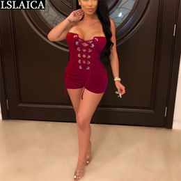 sale solid Colour women jumpsuit backless sexy elegant for Round hole decoration bandage beach bodysuit 210515